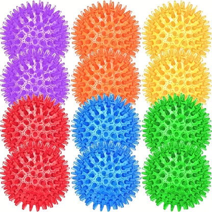 Squeaky Dog Balls for Teeth Cleaning & Training 12 Pack Durable Rubber Chew Toy Balls – Safe No Battery Design for Small to Medium Dogs
