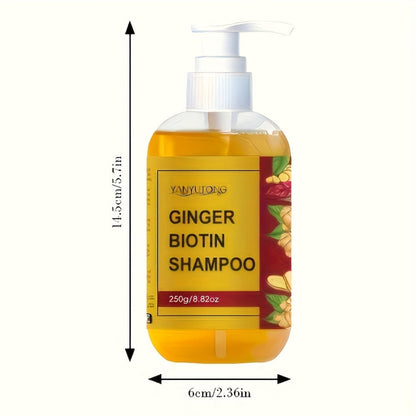 Ginger Biotin Shampoo 250g with Vitamin B7 for Hair Growth, Deep Cleansing, Anti-Breakage, Anti-Split Ends