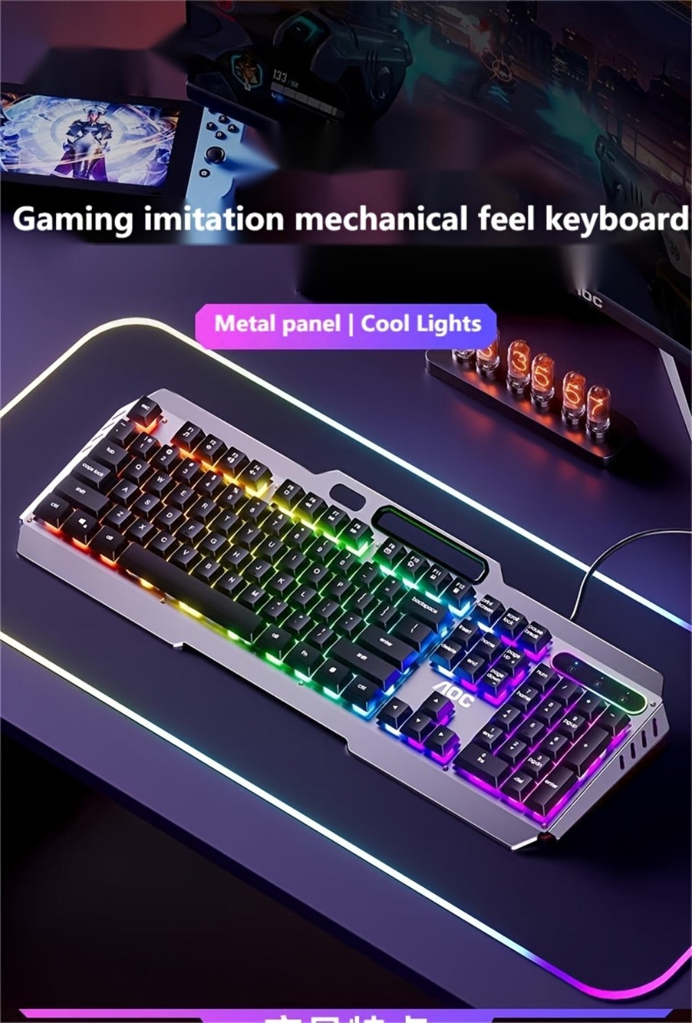 Full-Size 104-Key Wired Gaming Keyboard with Volume Knob in Seven White or Black Options Pictured