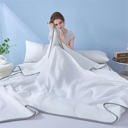 Summer Air Conditioning Blanket – Breathable Lightweight Knit Cooling Blanket for Hot Sleepers, Skin Friendly Solid Color Sweat Absorbent