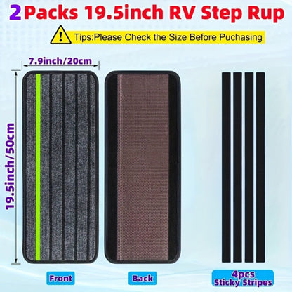 RV Step Covers Non-Slip Reflective – Durable Polyester Camping Rug Set for Travel Trailer, Motorhome & Outdoor Adventures, 2 or 4 Pack