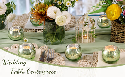 Round Glass Votive Candle Holder Sets in Gold, Pink, Silver or Green with 6-, 12- or 24-Piece Options
