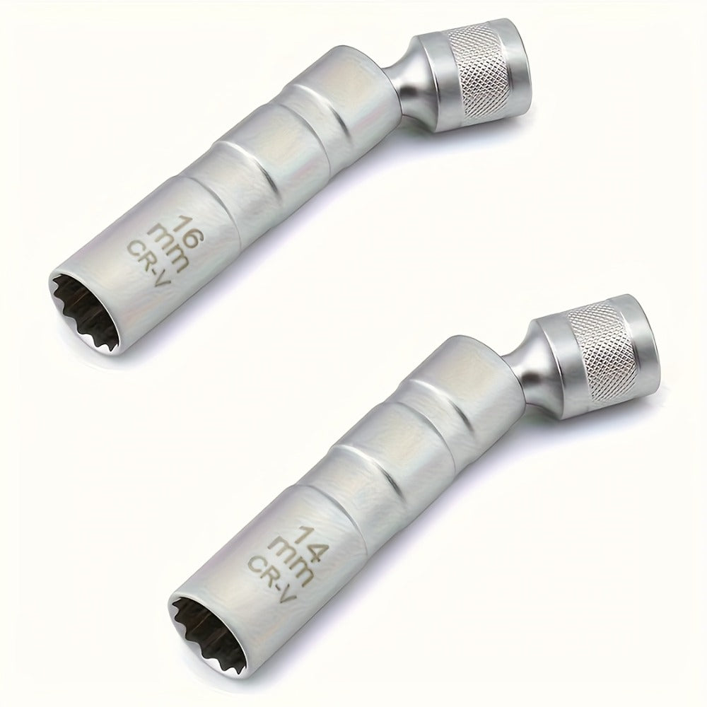 Magnetic Spark Plug Socket Set 14mm 16mm Universal 1/2 Inch Drive Alloy Steel Spark Plug Removal Tool with 3/8 Inch Drive Ratchet Wrench