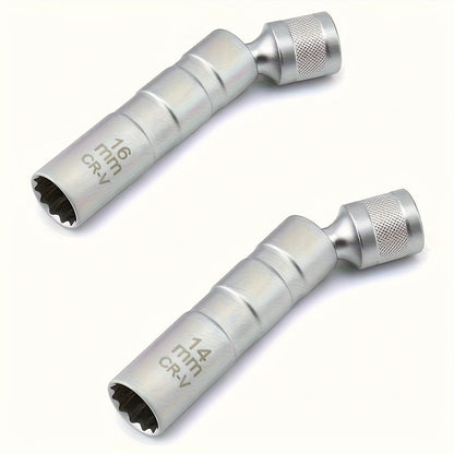Magnetic Spark Plug Socket Set 14mm 16mm Universal 1/2 Inch Drive Alloy Steel Spark Plug Removal Tool with 3/8 Inch Drive Ratchet Wrench