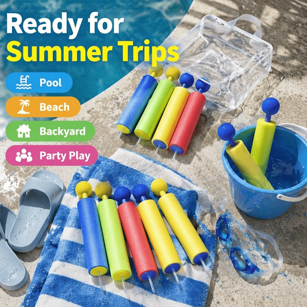 Squirt Water Gun Bulk Pack 6/12/18 Pack for Kids - Colorful Foam Shaft Water Soaker Blaster