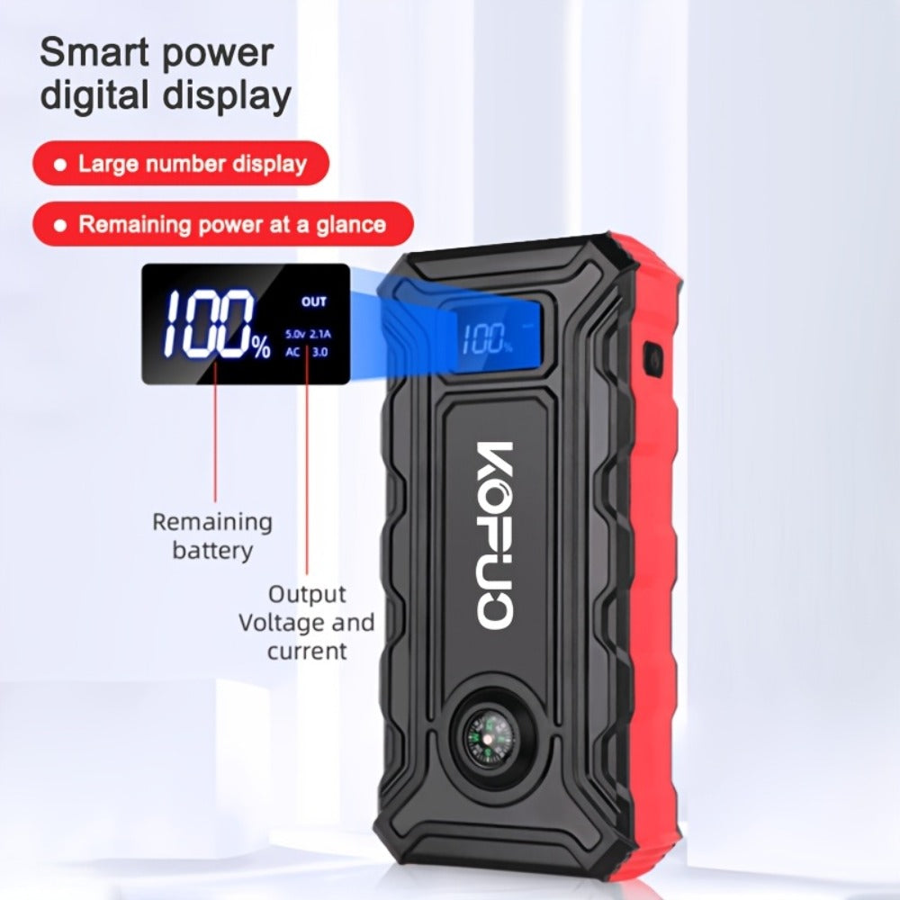 Red or Green Jump Starter with Digital Battery Display and Smart-Clip or Straight-Clip Cable Options