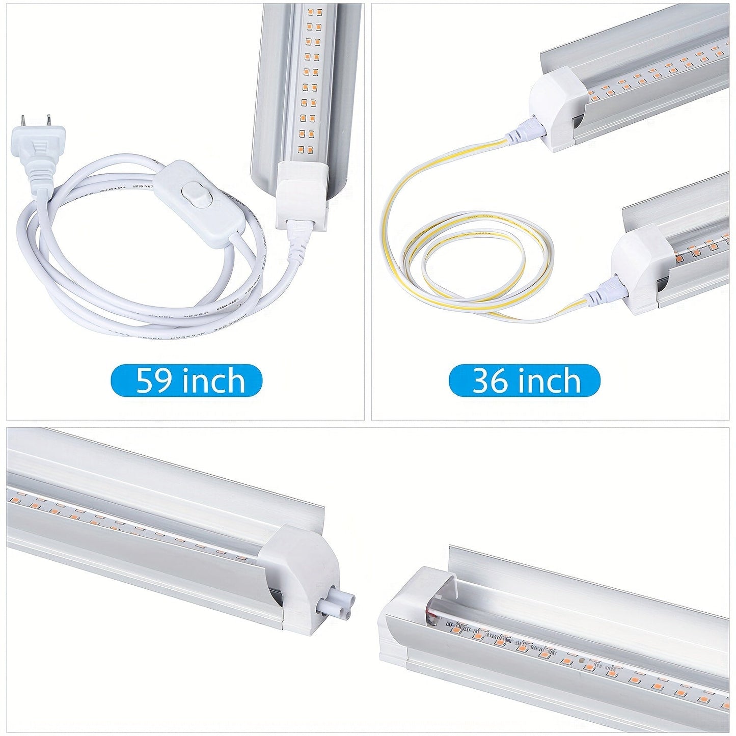 T8 Grow Light Strips 4ft 6-Pack Full Spectrum 270W, Pink White Spectrum LED 1620W Equivalent