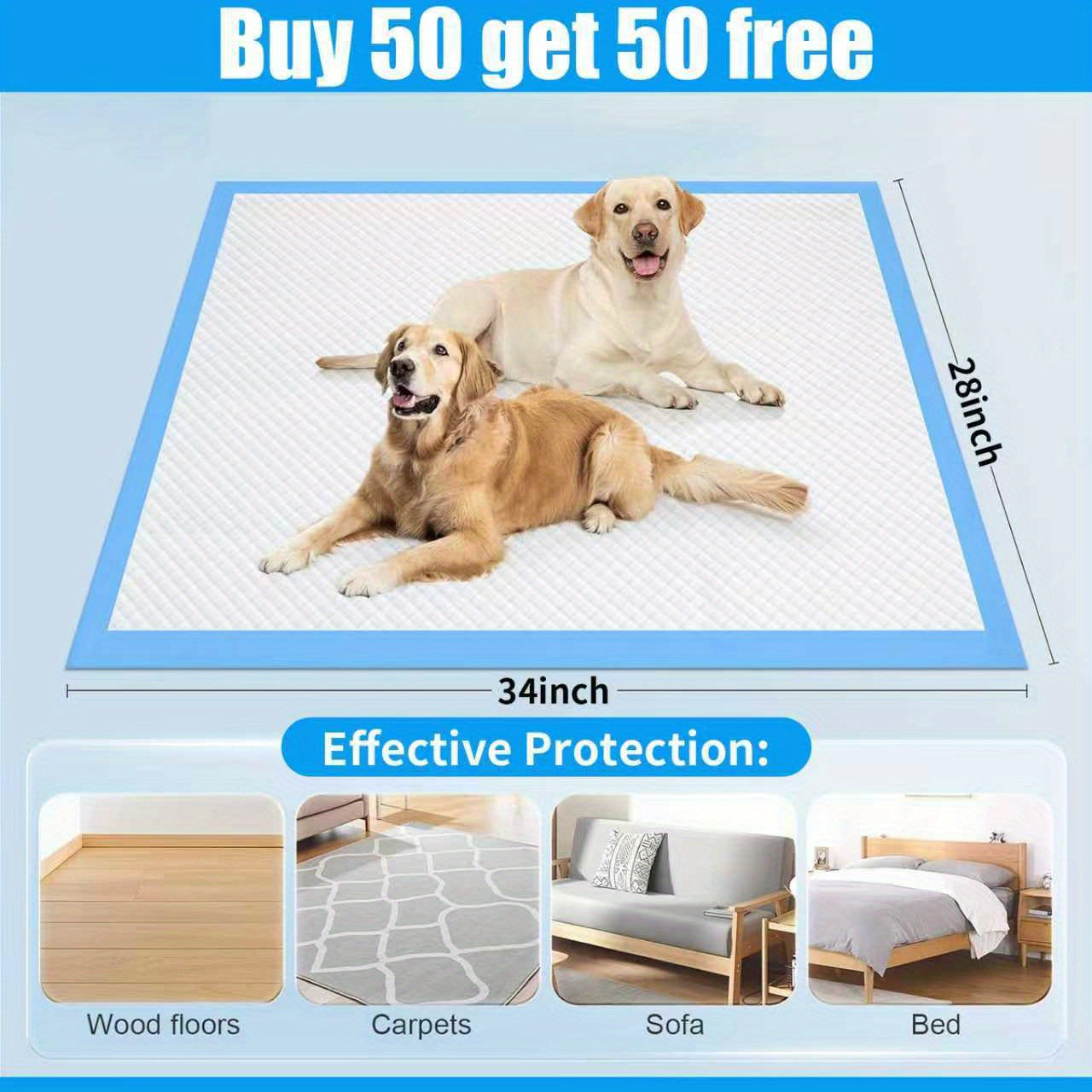 Dog Pee Pads Super Absorbent – Thickened Bamboo Training Pads for Medium & Large Dogs, XL & XXL Puppy Pads for Indoor Use