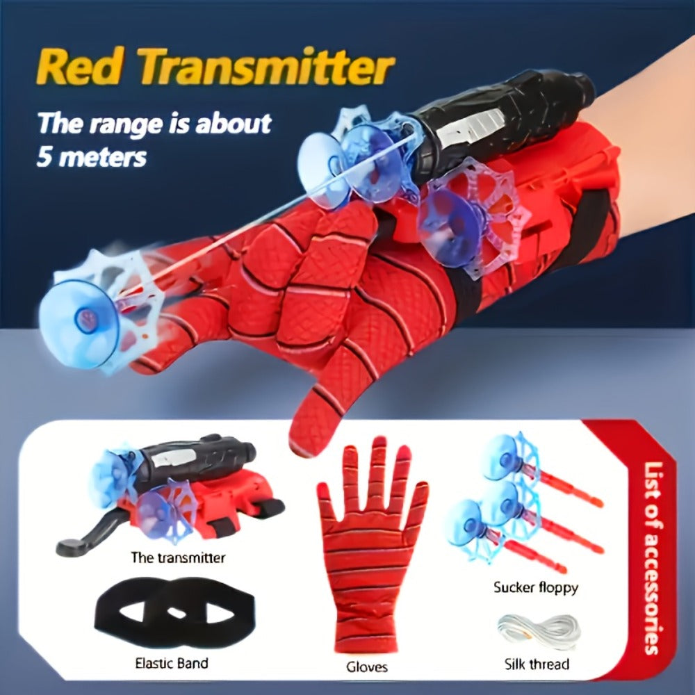 Wrist Spider Web Shooter Toy for Kids & Teens, Superhero Web Launcher Set with Eye Mask Target & Water Gun
