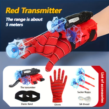 Wrist Spider Web Shooter Toy for Kids & Teens, Superhero Web Launcher Set with Eye Mask Target & Water Gun