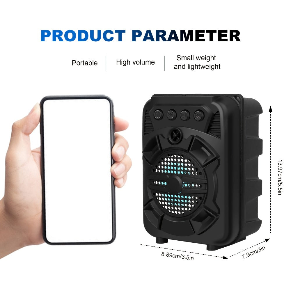 Portable Bluetooth Speaker with LED Light, Stereo Bass and Up to 10 Hours Playtime in Black