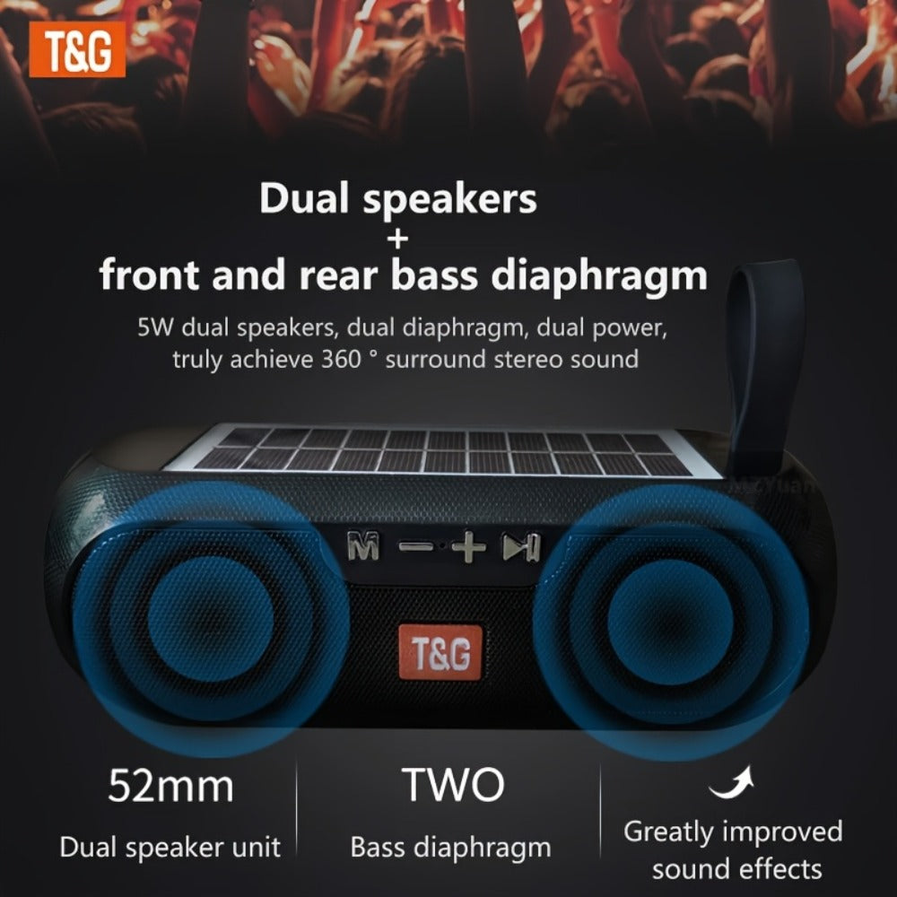 TG182 Solar Powered Bluetooth Speaker, 10W Outdoor Wireless Speaker, 1200mAh Battery, TF Card, FM Radio