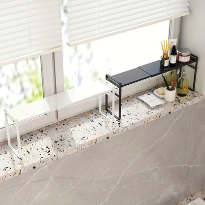 Narrow Shelf Organizer for Kitchen Bathroom Windowsill, Slim Adjustable Stackable Rack for Small Spaces