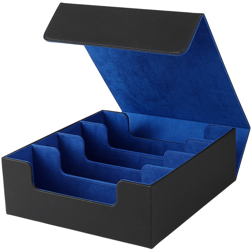 Four-Row Trading Card Storage Box with Magnetic-Style Lid, Two Colors and Pictured 29.5 cm Width
