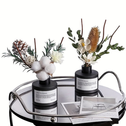 Reed Diffuser with Real Flowers & Essential Oil - Home Fragrance Scent Sticks for Bedroom Bathroom Living Room