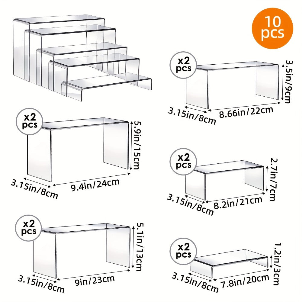Clear Acrylic Risers Display Stands Set Funko Pop Cupcake Jewelry for Entryways, Bedrooms and Living Spaces