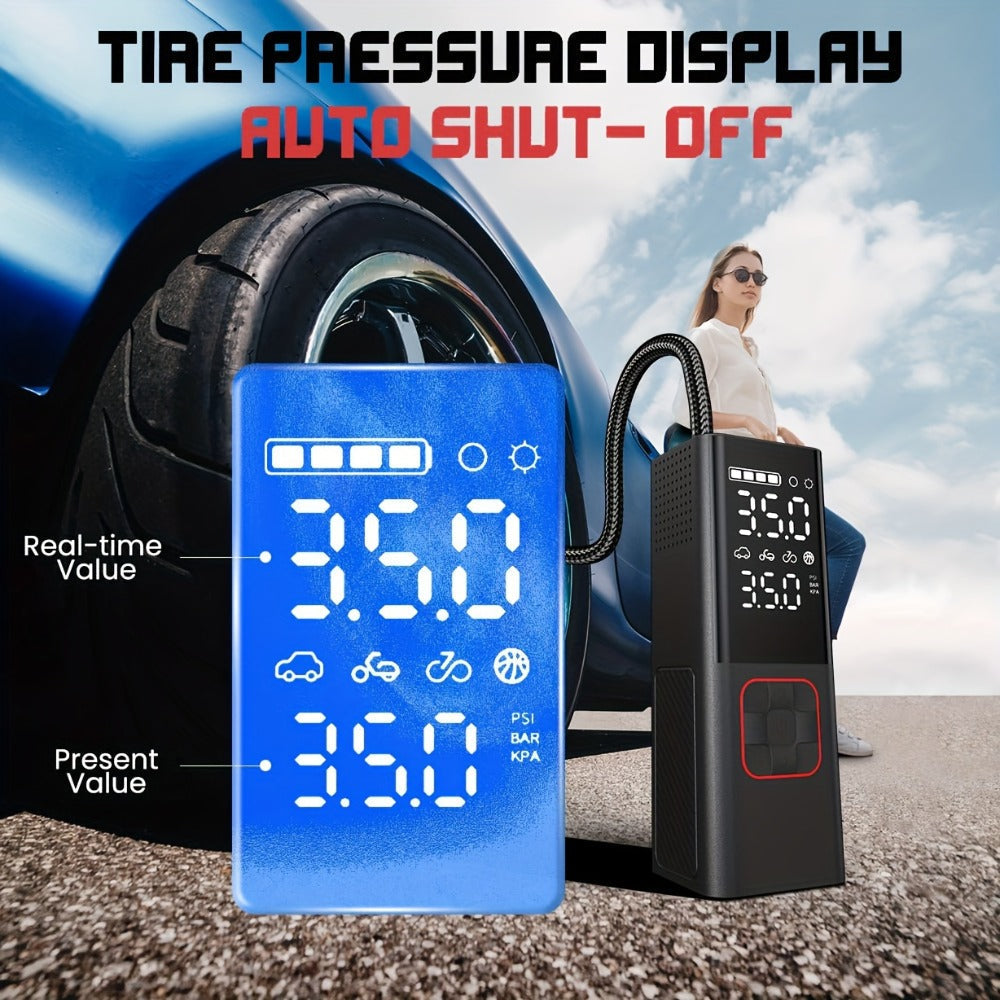Portable Tire Inflator Air Compressor - 160 PSI 20000mAh Cordless Tire Pump 4X Faster with LED Light for Car
