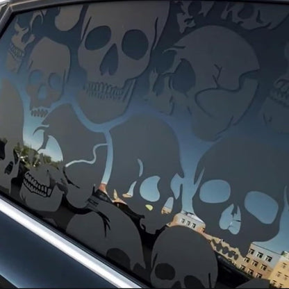 Two-Piece Gothic Skull Car Window Decals in Type A, C or D Artwork with Small or Large Sizes