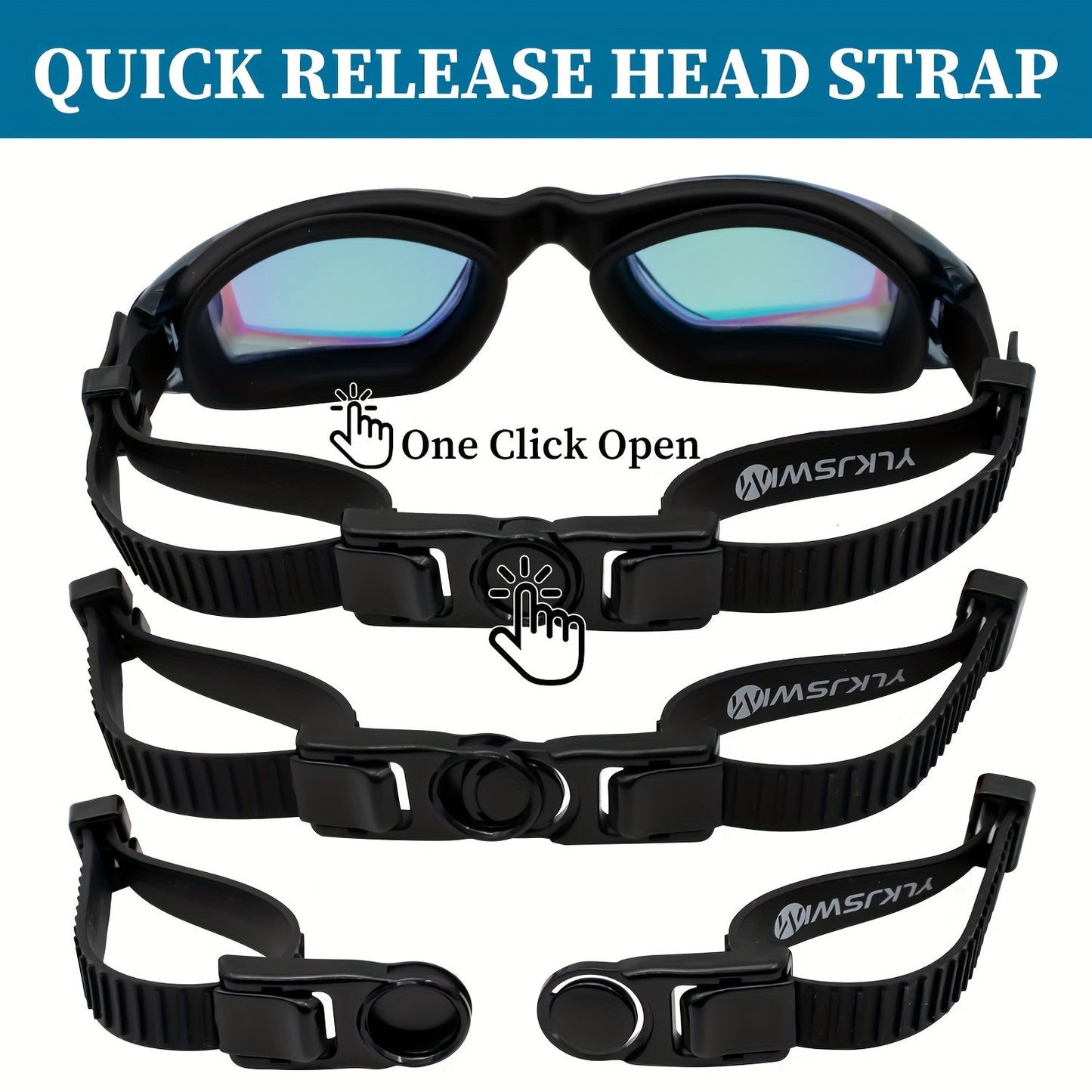 Two-Pack Mirrored Swim Goggles with Adjustable Split Straps and Black-White or Red-Blue Color Sets