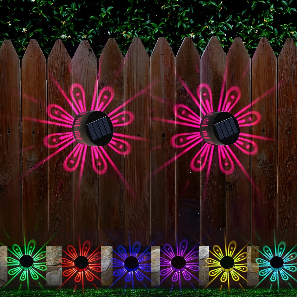 Two-Piece Solar Flower Projection Wall Light Set with Multicolor or Warm White Illumination