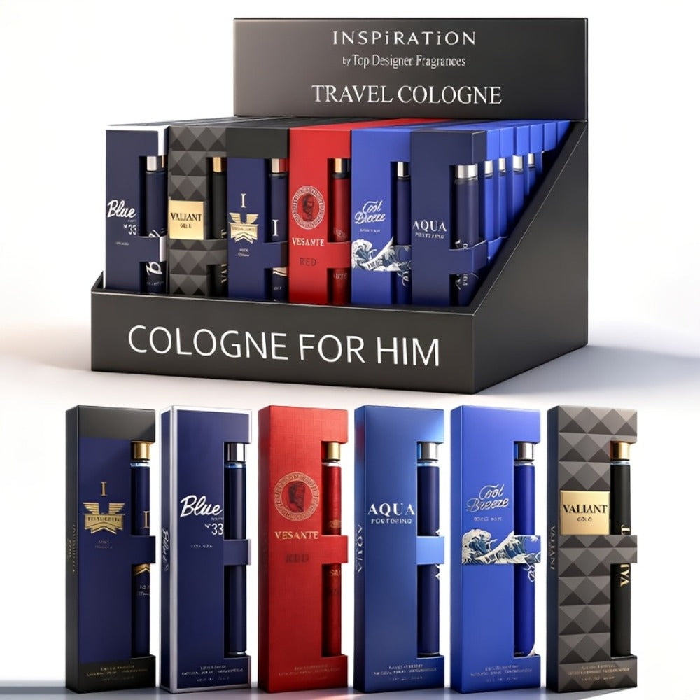 Travel Cologne Gift Set for Men – 6-Piece Mini EDP Spray Sampler, Long Lasting Unique Scents, TSA-Friendly Travel Size