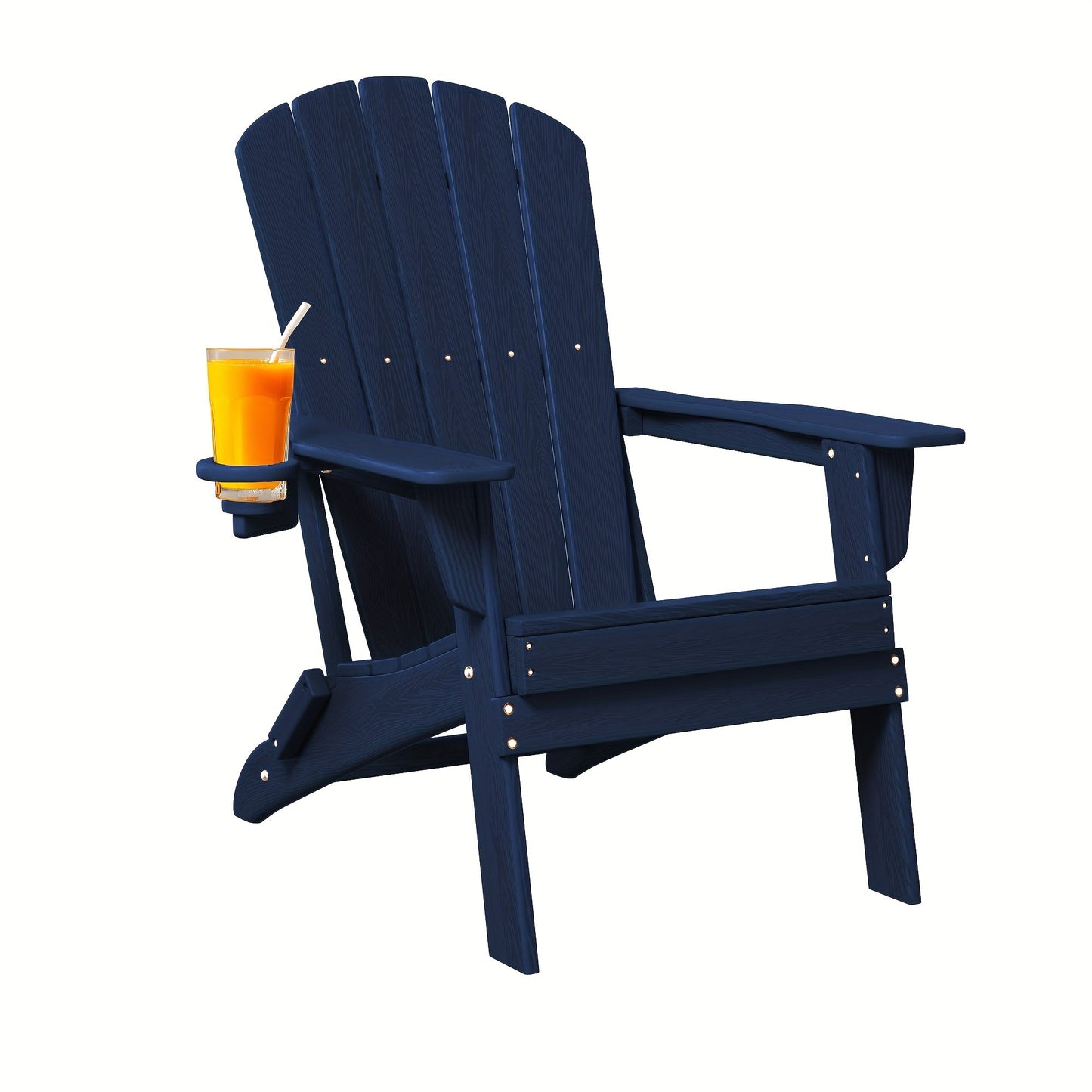 Folding Adirondack Chair with Cup Holder – HDPE All-Weather Outdoor Patio Chair