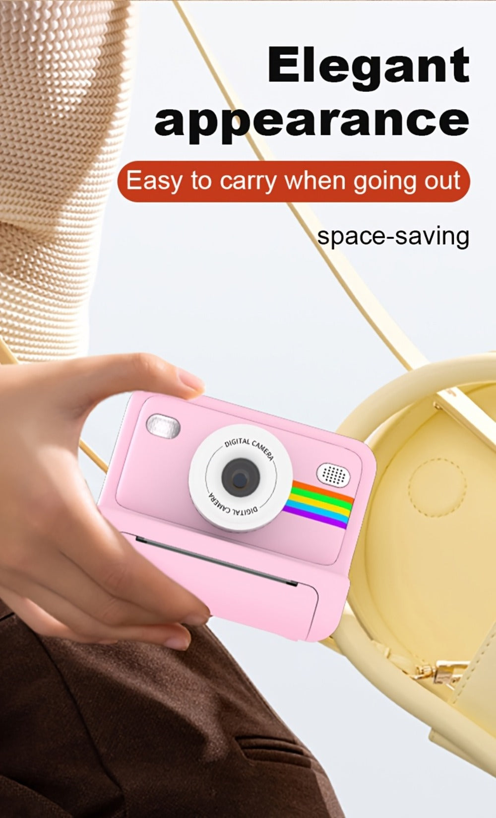 Instant Print Digital Camera with 1-Second Photo Printing, 1080P HD Screen, Selfie & Video Camera