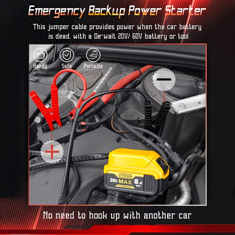 Jump Starter Cable with Adapter for DeWalt 18V 20V DCB Battery 0.98Ft & 6.56Ft Portable Car Emergency Start Kit ABS Housing