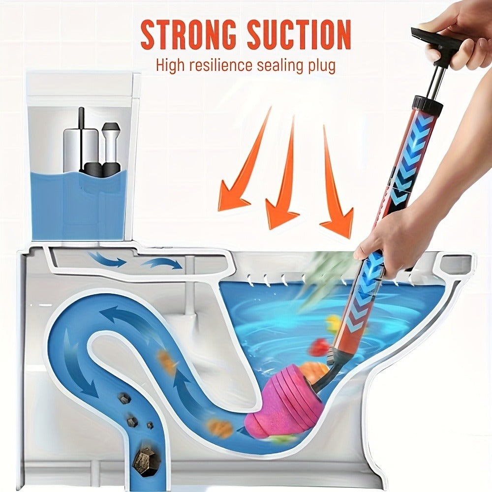 Toilet Plunger Air Pressure Drain Cleaner – Pipe Unclogger with Handle, Suction Cup Clog Remover for Toilet Sink Shower Bathtub