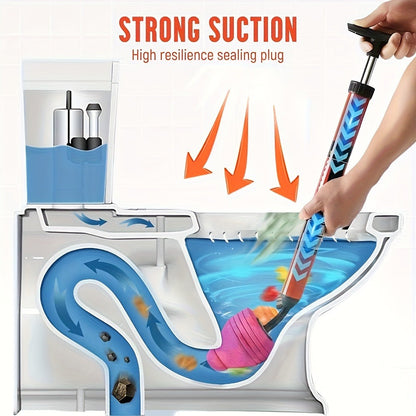Toilet Plunger Air Pressure Drain Cleaner – Pipe Unclogger with Handle, Suction Cup Clog Remover for Toilet Sink Shower Bathtub