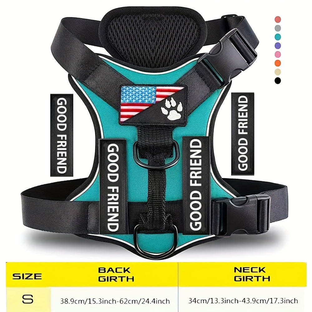 Service Dog Harness with 5 Patches – Reflective Adjustable Oxford Vest with Inner Mesh Layer, Service Dog ID System