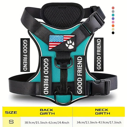 Service Dog Harness with 5 Patches – Reflective Adjustable Oxford Vest with Inner Mesh Layer, Service Dog ID System