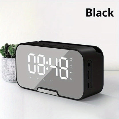 Portable Bluetooth Speaker with LED Mirror Display, Wireless Mic, FM, TF and Alarm in Three Colors