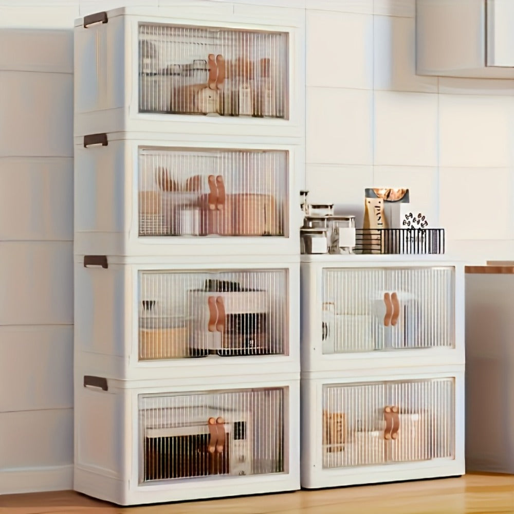 56cm Foldable Rolling Storage Cabinet with Front Doors and Three-, Four- or Five-Layer Options