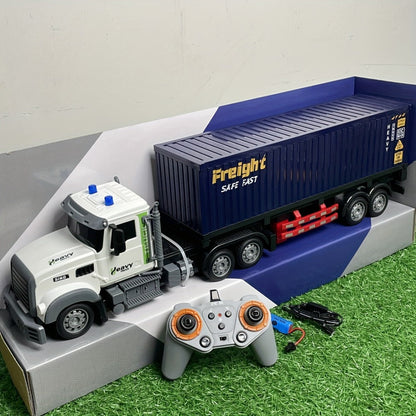RC Container Semi Truck 1:24 Scale 23.6-Inch Extra Large, 2.4G 100ft Range, Load Cargo, USB Rechargeable