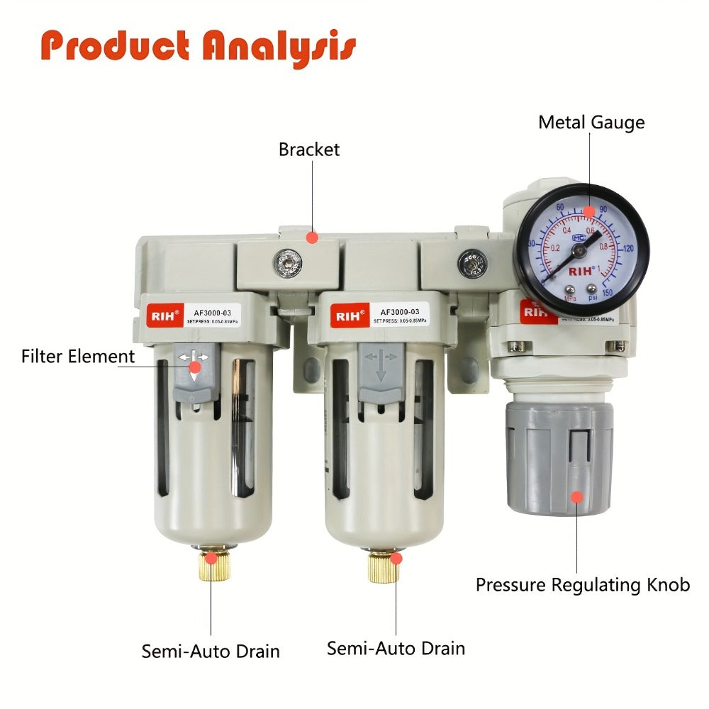 Air Filter Regulator Combo AC3110-03 High Pressure Compressed Air Treatment Unit - FRL for Entryways, Bedrooms and Living Spaces
