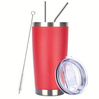 Stainless Steel Insulated Tumblers with Lid and Straw Bulk 20oz 304 Double Wall Vacuum Travel Mug for Hot Iced Coffee Drinks Water Cup Set