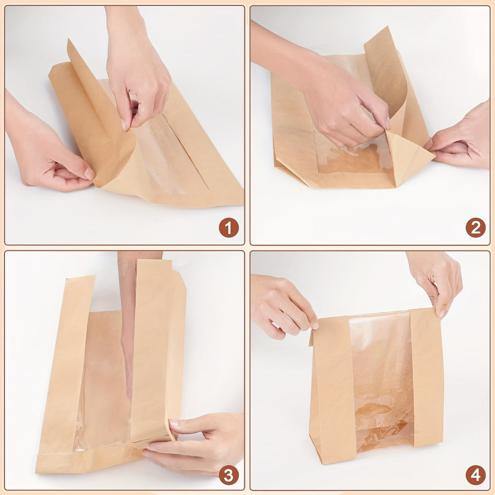 Bread Bags 100pcs Paper with Window 50% Thicker 13.7x8.2x3.7in Sourdough Homemade Bread for Entryways, Bedrooms and Living Spaces