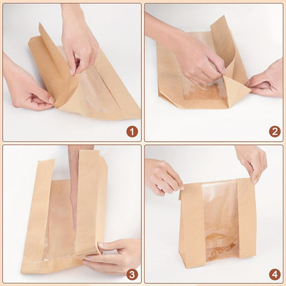 Bread Bags 100pcs Paper with Window 50% Thicker 13.7x8.2x3.7in Sourdough Homemade Bread for Entryways, Bedrooms and Living Spaces