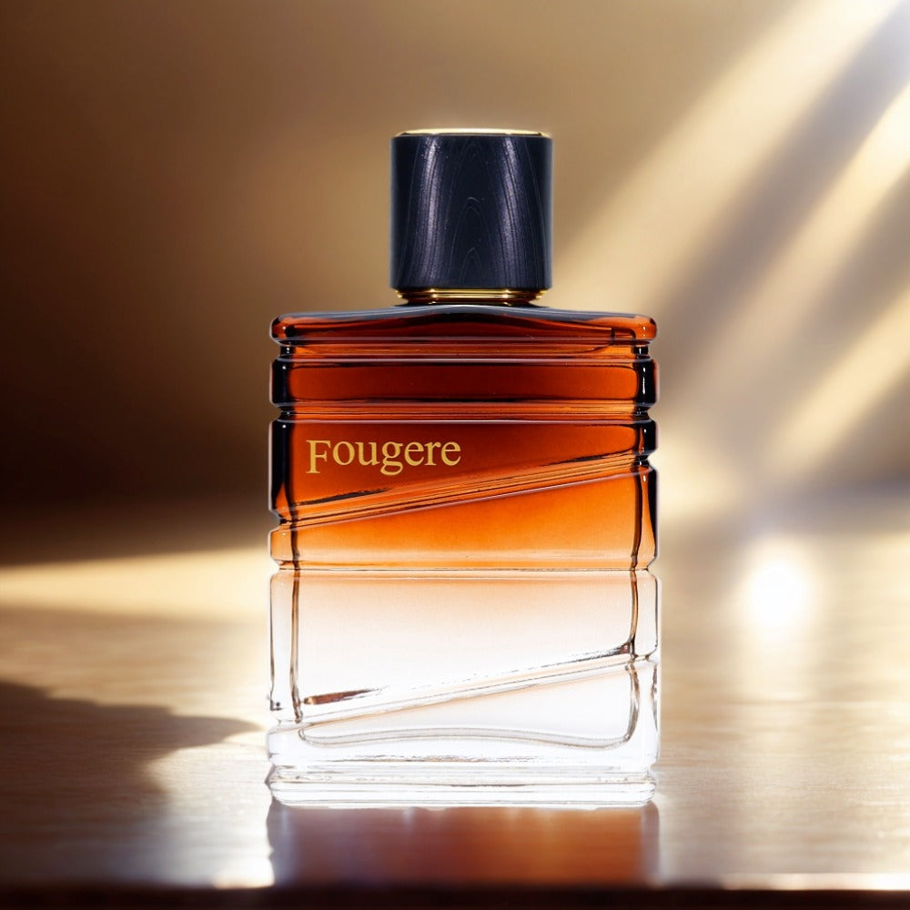 Eau de Toilette Fougere Fragrance for Men 100ml Spray in Amber Gradient Bottle and Dark Cap