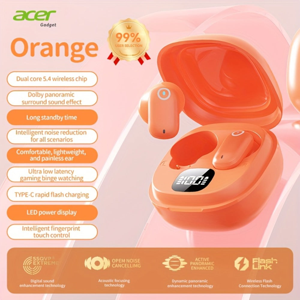 Wireless Earbuds Acer OHR501 Bluetooth 5.4 Semi-In-Ear with Touch Controls, Type-C Case and Eight Colors