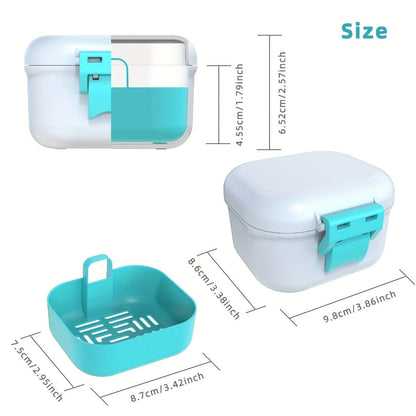 Denture Bath Case Leak-Proof with Drainage Basket Silicone Ring Safety Buckle Portable Travel for an Everyday Personal Care Routine