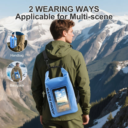 Dry Bag Backpack with Touchscreen Phone Window & Roll Top Closure, Dry Storage Bag for Men Women