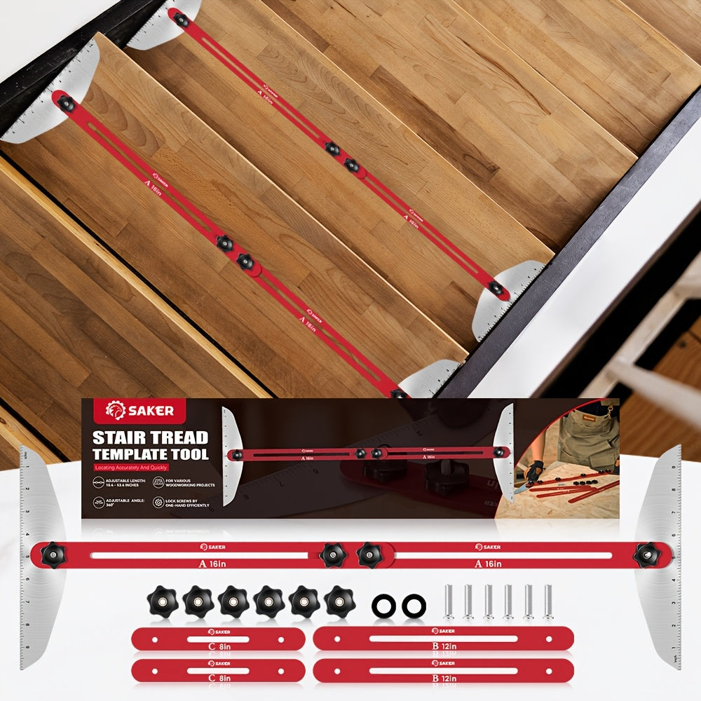 Stair Tread Gauge Template Tool Jig Stair Tread Shelf Measuring Layout Tool for Cutting for Entryways, Bedrooms and Living Spaces