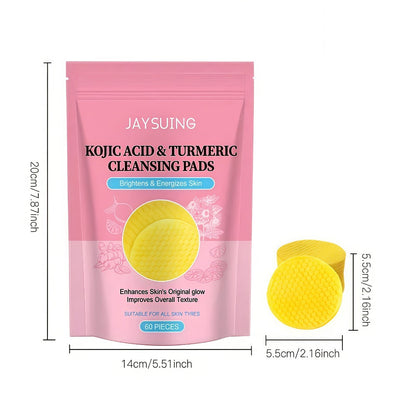 Cleansing Pads 180pcs - Turmeric Niacinamide Citric Acid Deep Cleansing Makeup Remover Gentle Face Pads