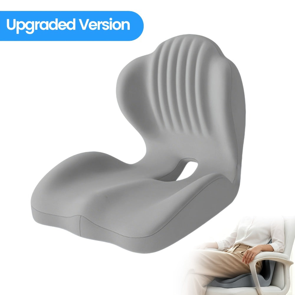 Memory Foam Seat Cushion Ergonomic with Back Support & Breathable Hollow Design – Comfortable Chair Pad for Office, Car Seat & Long Sitting