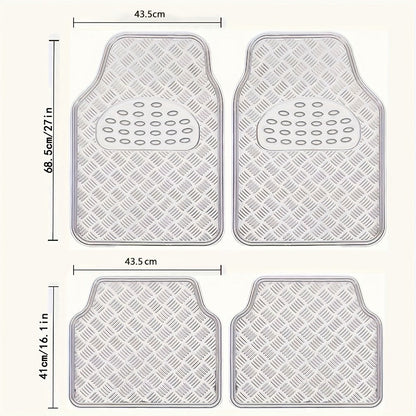 Molded Car Floor Mats, Four-Piece Front and Rear Set in Seven Solid and Carbon-Look Color Options