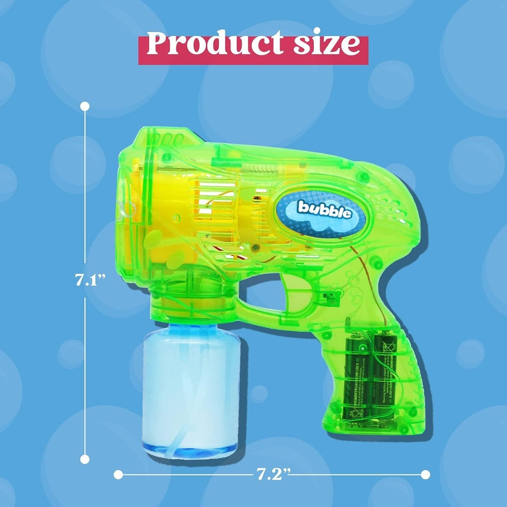3-Pack Bubble Gun Blower with 3 Pre-Loaded Solution Refills, Hand-Powered, Color-Changing Bubbles