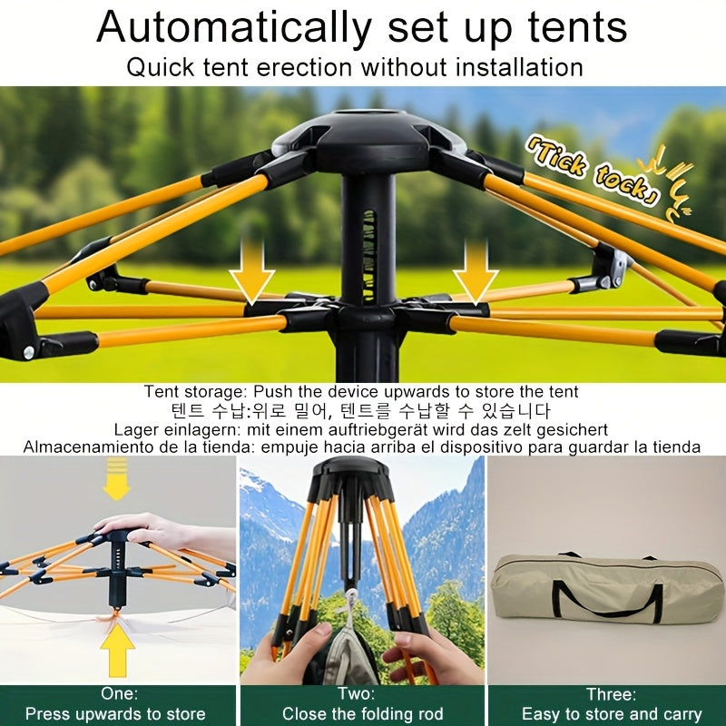 Camping Tent 4-6 Person Automatic White Shelter with Four-Sided Ventilation and Zipper Entry