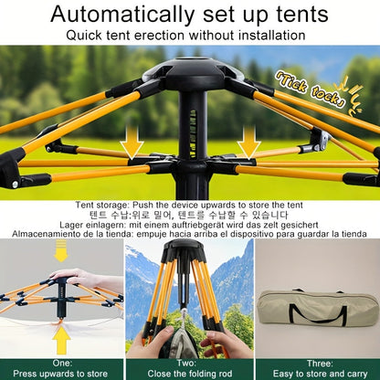 Camping Tent 4-6 Person Automatic White Shelter with Four-Sided Ventilation and Zipper Entry